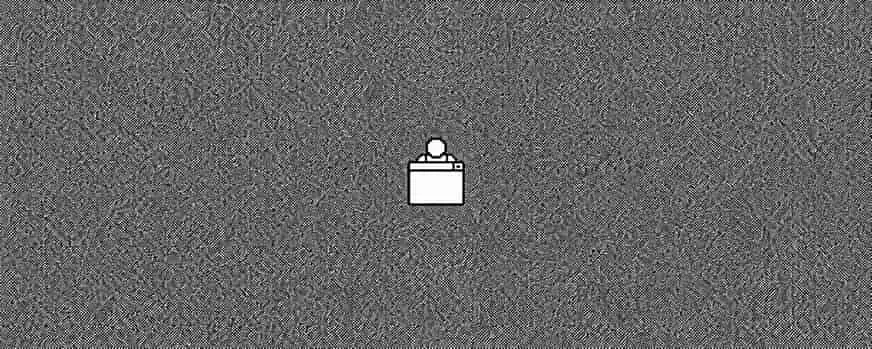 A person behind a software window on a grey dithered background