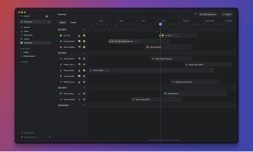 Screenshot of the Linear roadmap.