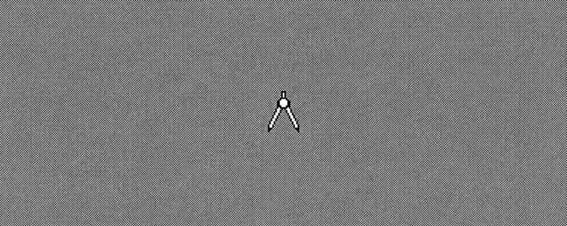 Pixel-art drafting compass on a grey dithered background