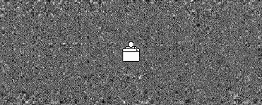 A person behind a software window on a grey dithered background