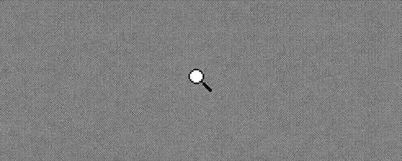 Pixel-art magnifying glass on a grey dithered background